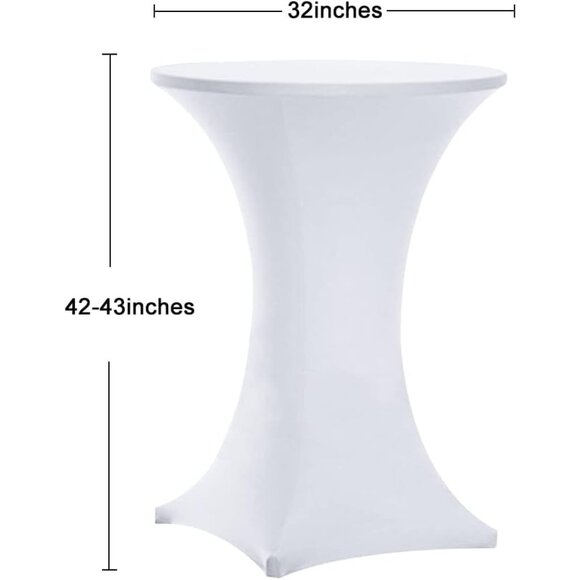 Fitted 6-Piece White Cocktail Table Covers 32x43 - Wrinkle Resistant & Durable - Picture 3 of 7